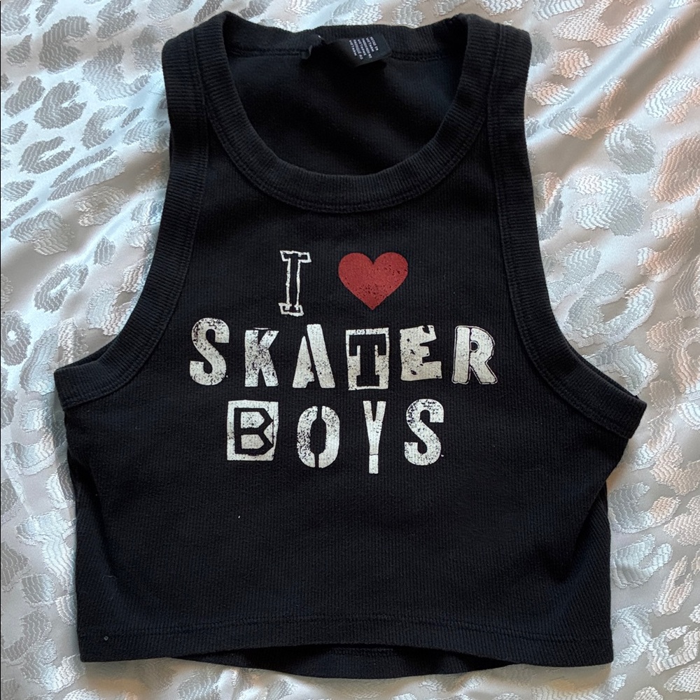 Forever 21 Black 'I Heart Skater Boys' Tank Top